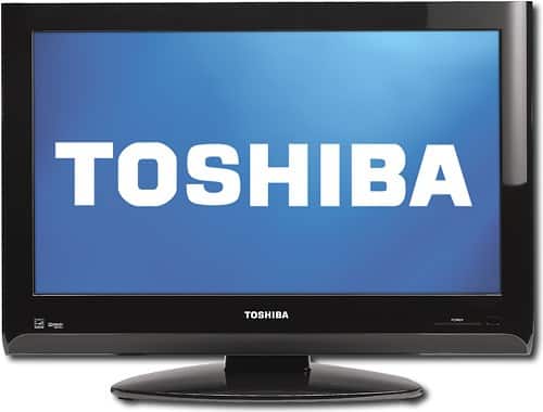 Front Standard. Toshiba - Refurbished 22" Class / 720p / 60Hz / LCD HDTV - High-Gloss Black.