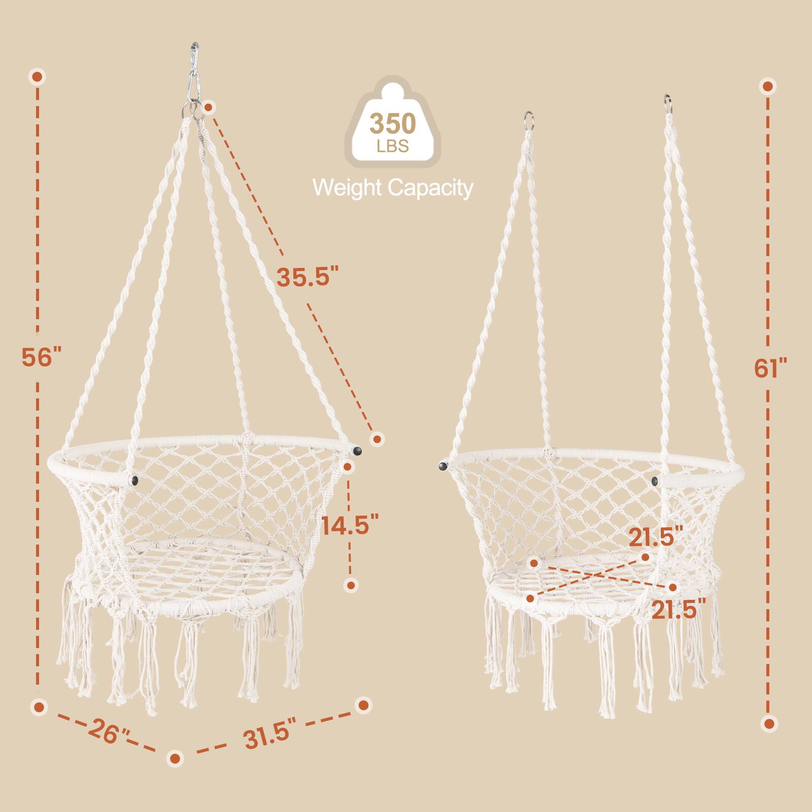 350 LBS Weight Capacity  
35.5"  
56"  
61"  
14.5"  
21.5"  
21.5"  
26"  
31.5"