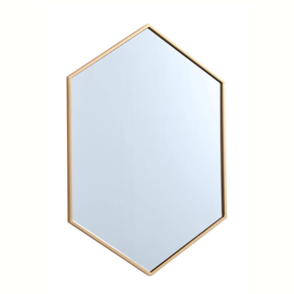 Alt View 1. Elegant Decor - Metal frame hexagon mirror 24 inch in Brass - Brass.