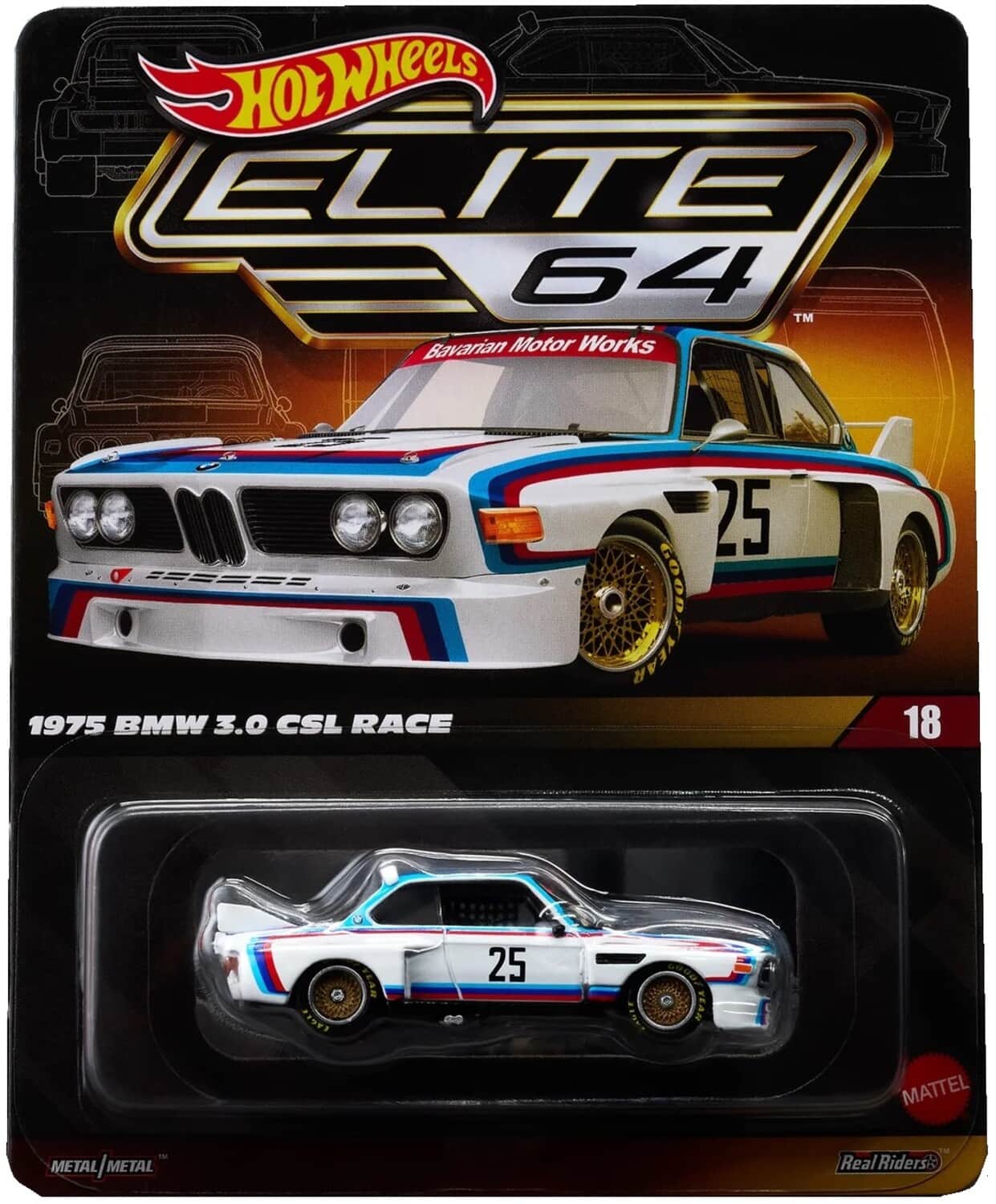 Mattel Hot Wheels Premium: Elite 64 1975 BMW 3.0 CSL Race