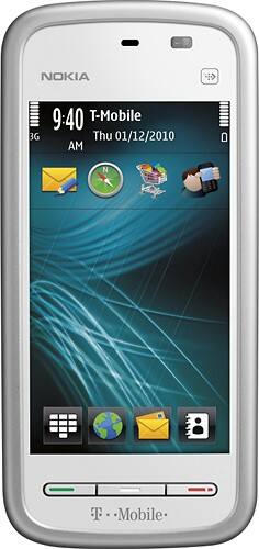 Front Standard. Nokia - 5230 Nuron Mobile Phone - White/Silver (T-Mobile).