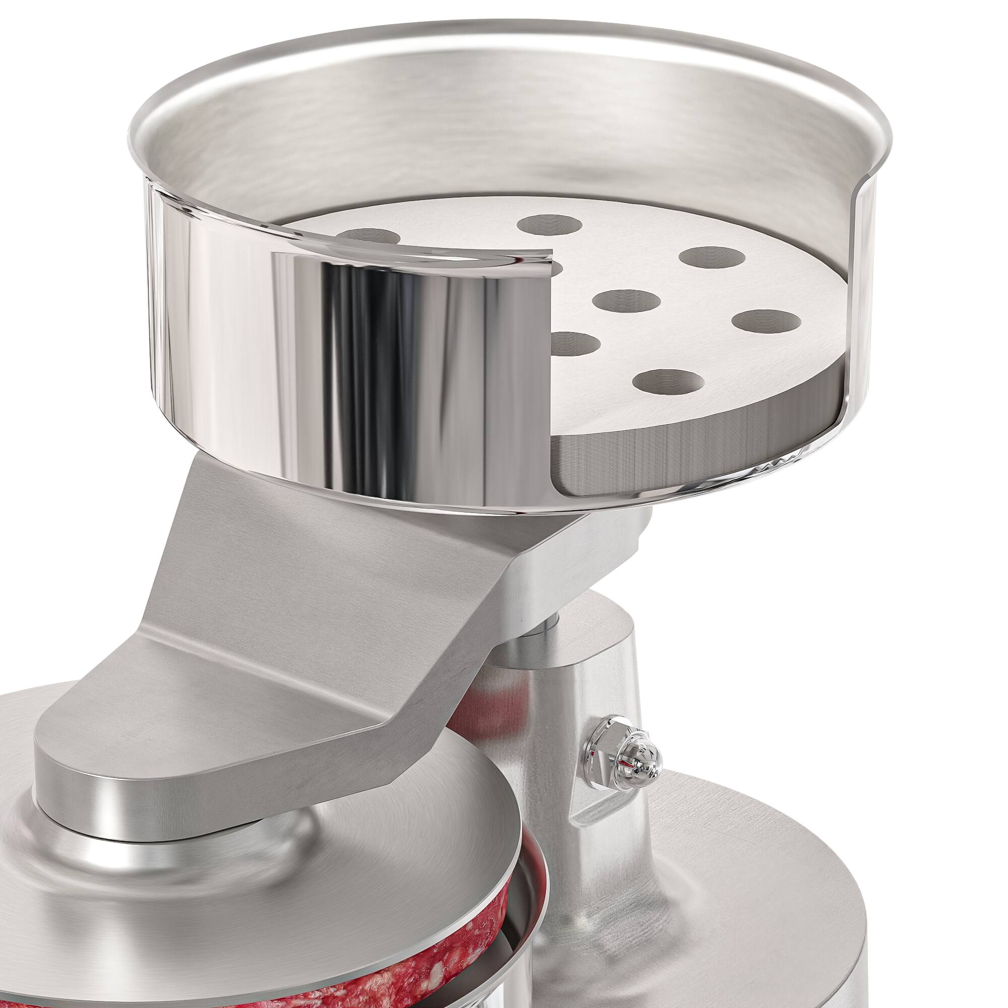 Left. Koolmore - 5 in. Heavy-Duty Hamburger Patty Molding Press with Handle, CHM-5. - Stainless Steel.