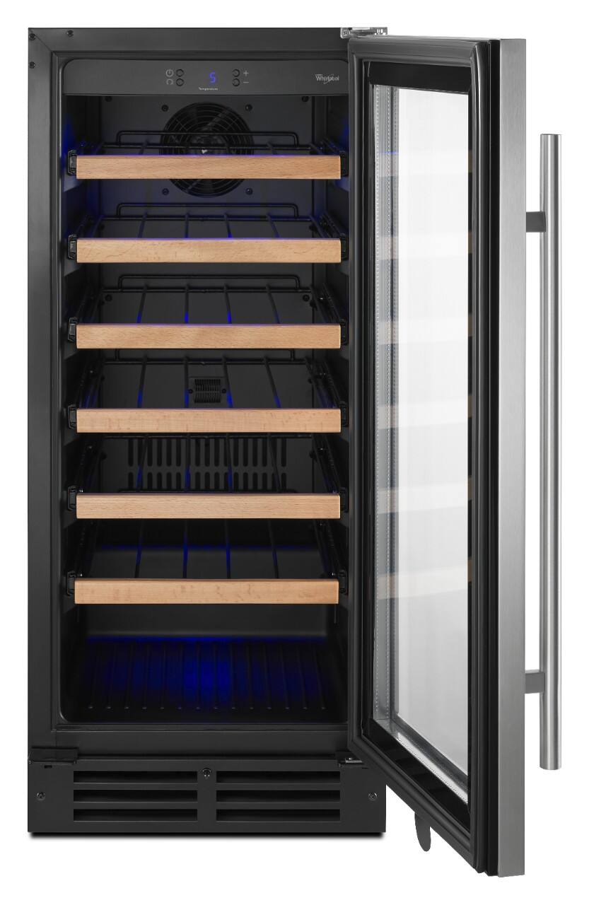 Alt View 1. Whirlpool - 34-Bottle Built-In Wine Cooler - Stainless steel.