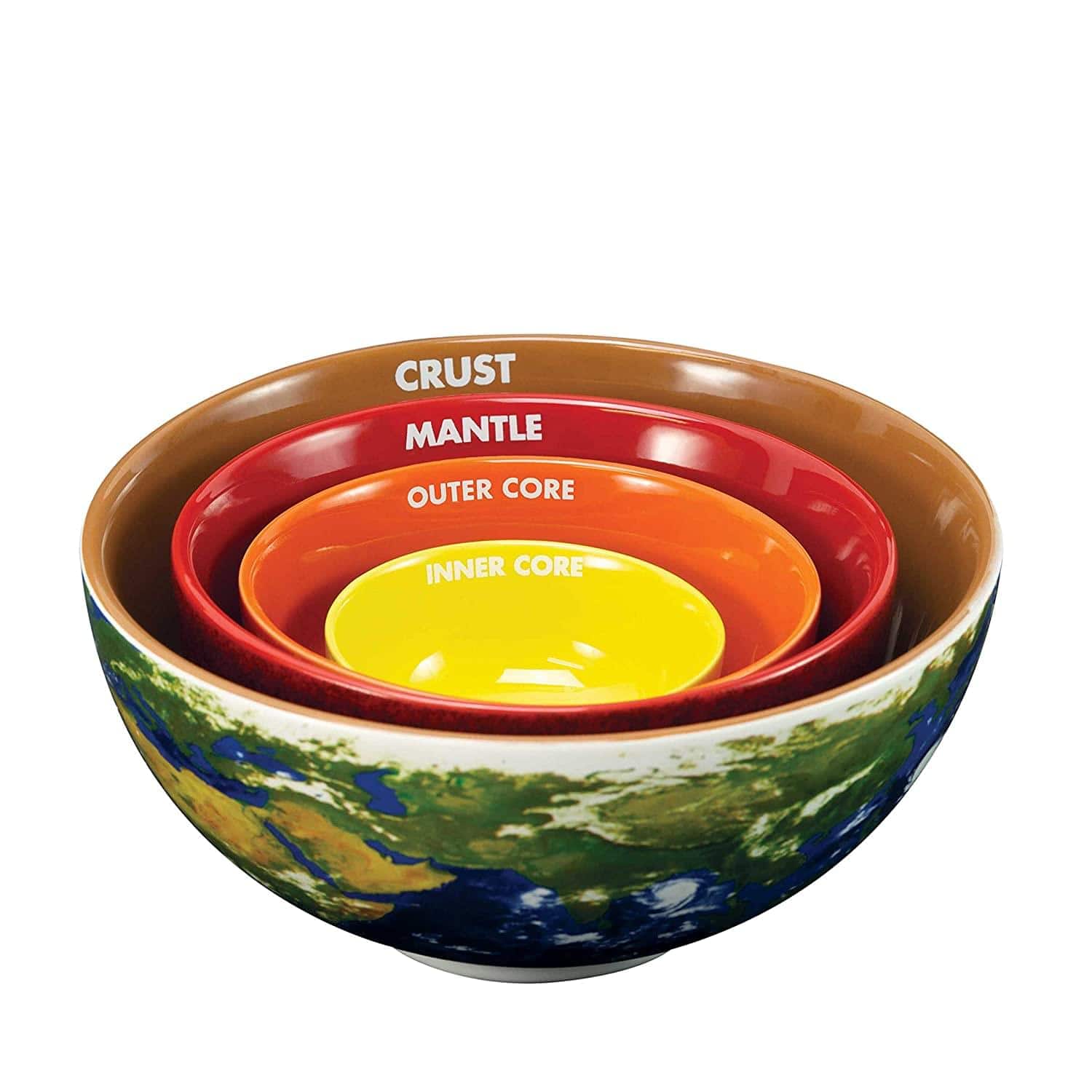 Crowded Coop - Earth Cross Section Nesting Bowls Set of 4 - Red