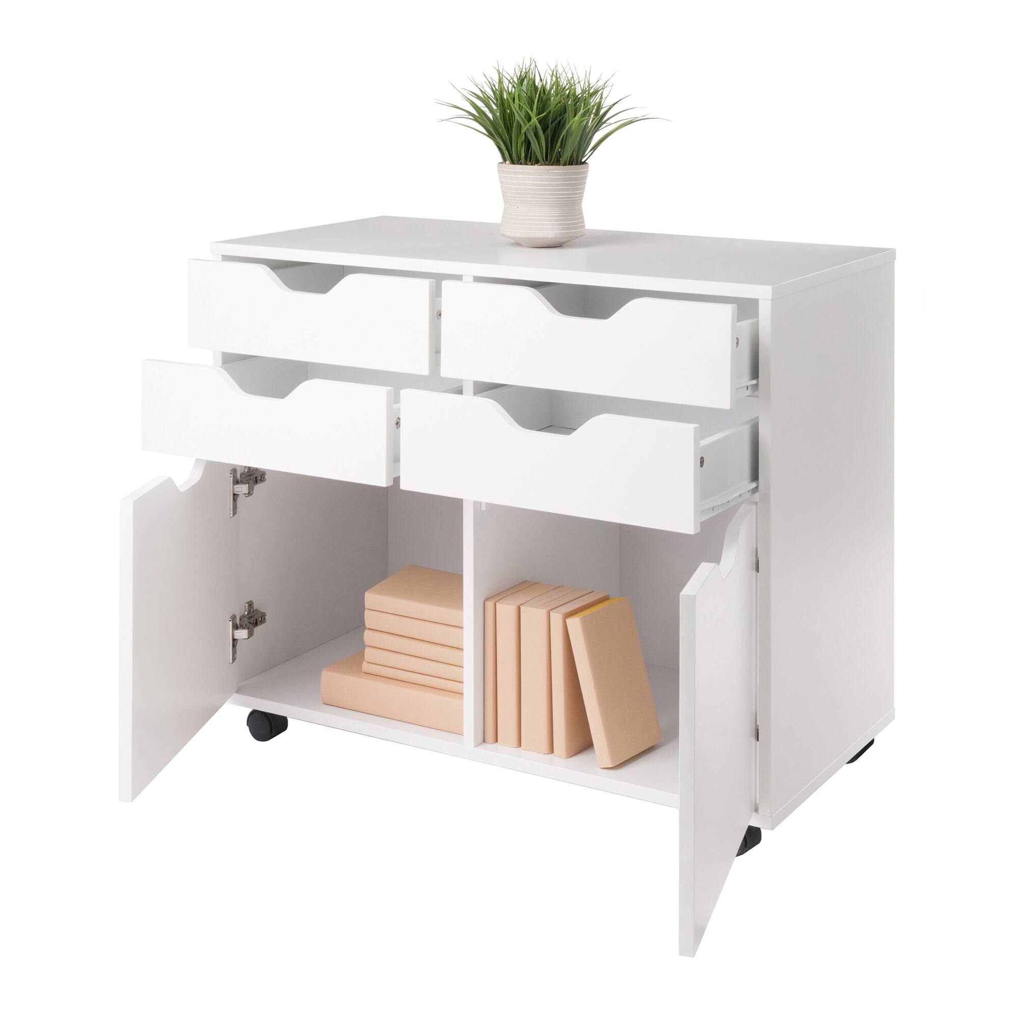 Alt View 7. Winsome Wood - Halifax 2-Door, 4-Drawer Mobile Cabinet - White.