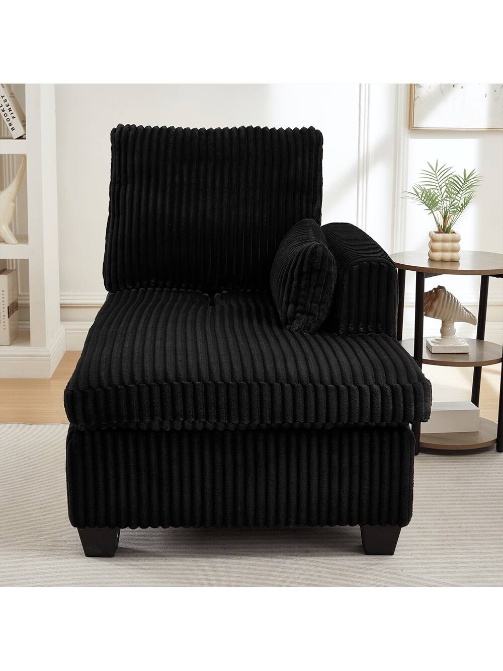 Back. Trinkets Crazed - 61 Inch Corduroy Love Seat Sofa Couch With Square Armrest,Loveseat Sleeper Couch With Adjustable Back,Double Lounge - Black.