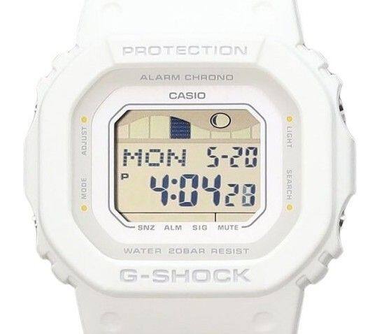 PROTECTION  
ALARM CHRONO  
CASIO  

MON 5-20  
P 4:0428  

LIGHT SEARCH  
SNZ ALM SIG MUTE  

WATER 20BAR RESIST  
G-SHOCK