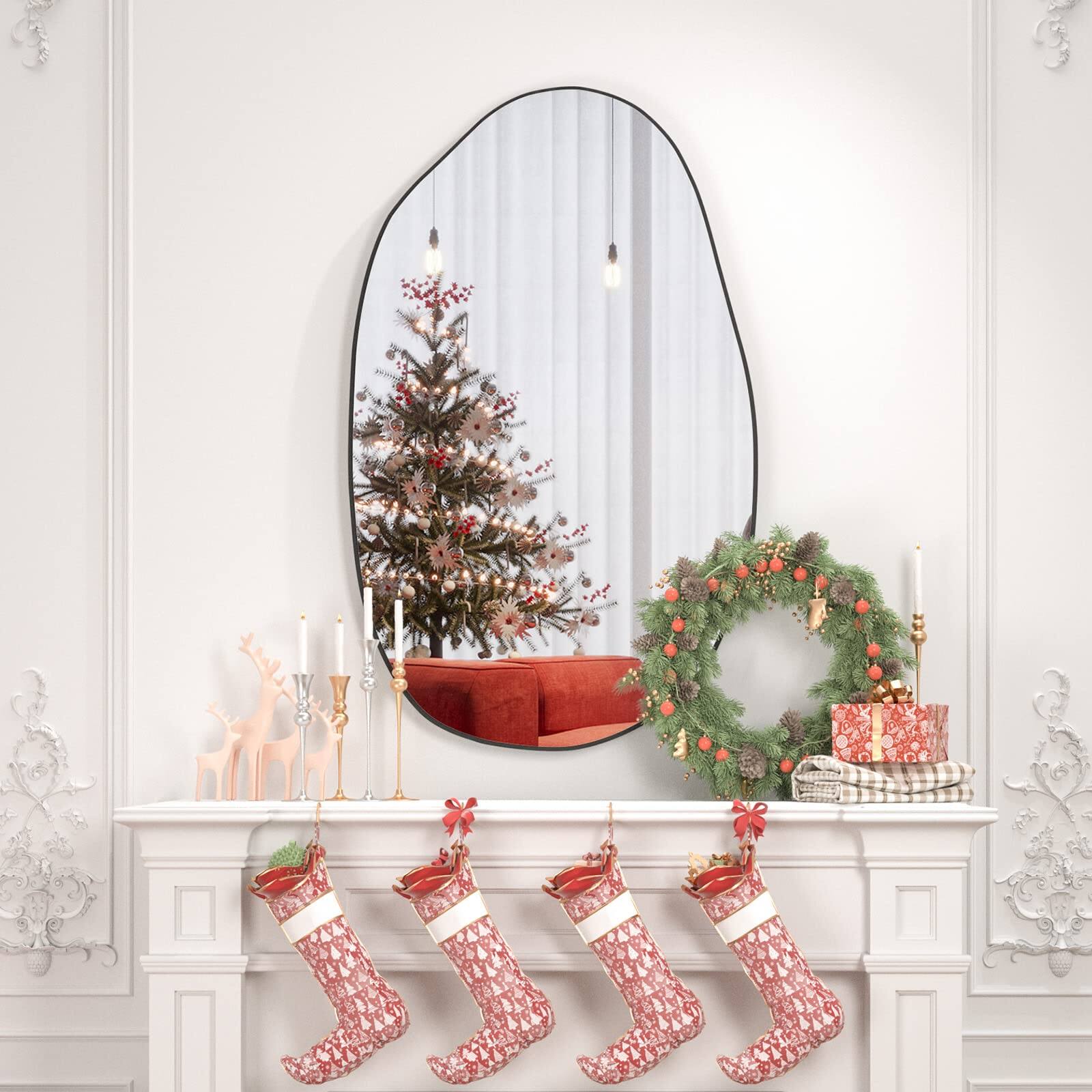 Alt View 2. TECH SAFARI - Irregular Asymmetrical Mirror Wall Mounted Vanity Shaped Dressing Decorative For Living Room Bathroom Bedro - Default.