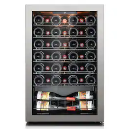 Ca'Lefort - Wine Fridge 46 Bottle Mini Wine Cooler Refrigerator 3 color LED Freestanding Wine Cellar with Glass Door - Black