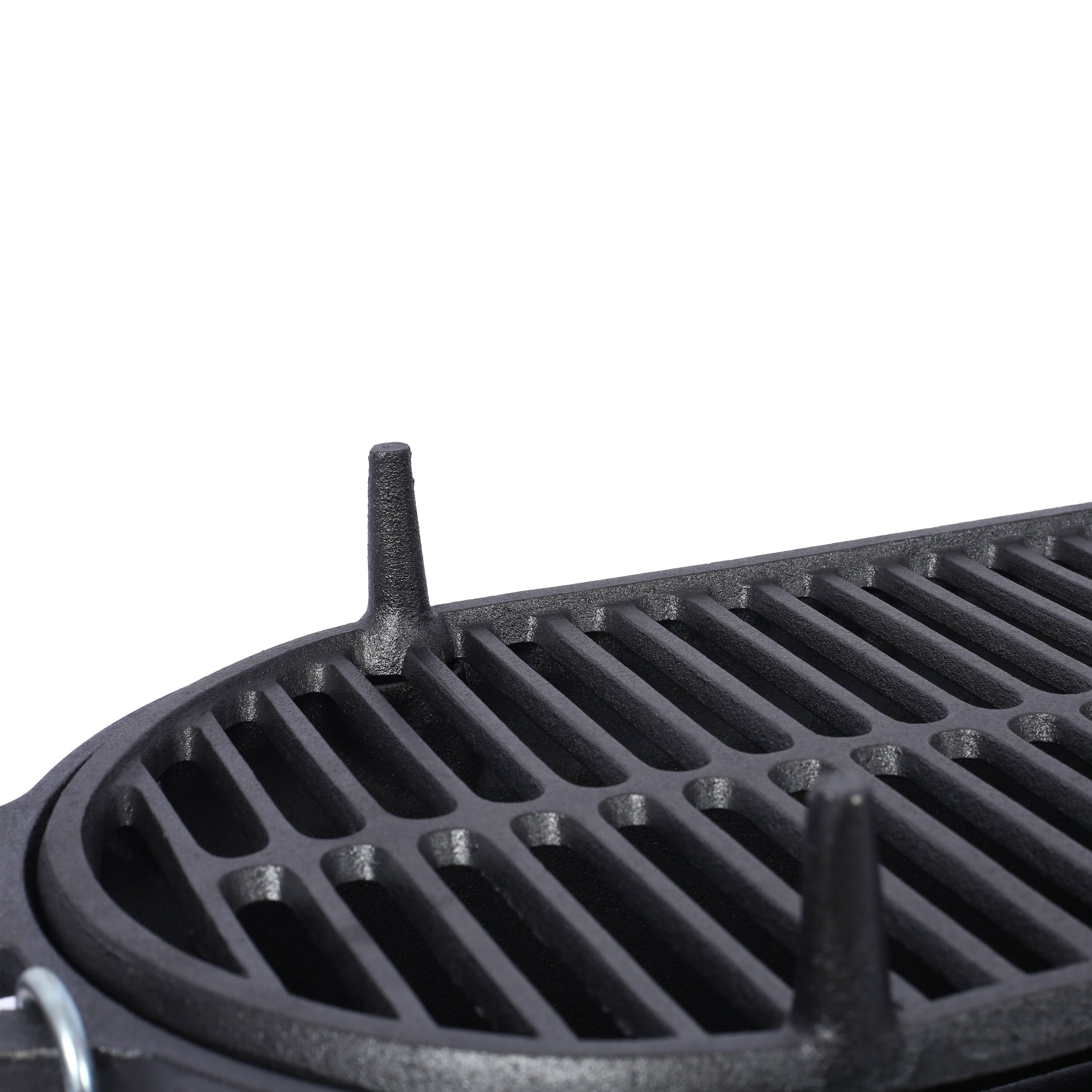 Alt View 3. COWLOWN - Oval Cast Iron Portable Charcoal Grill Tabletop Skillet Durable Small Camping Hibachi Black.