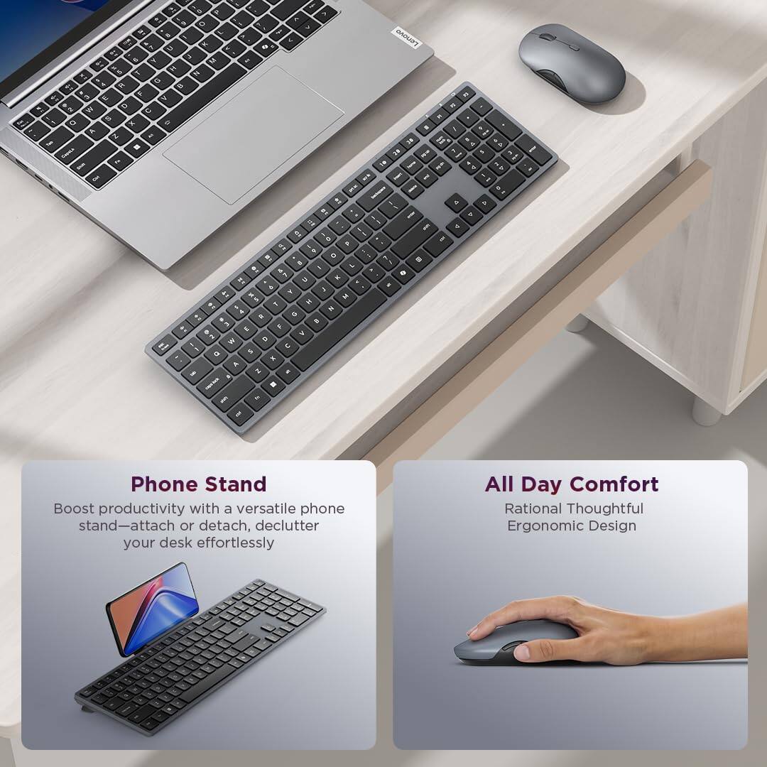 Phone Stand  
Boost productivity with a versatile phone stand—attach or detach, declutter your desk effortlessly  

All Day Comfort  
Rational Thoughtful Ergonomic Design