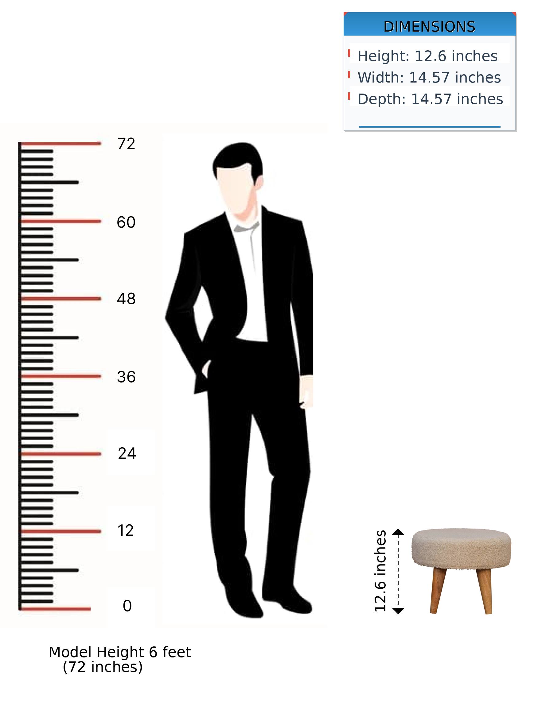 DIMENSIONS  
- Height: 12.6 inches  
- Width: 14.57 inches  
- Depth: 14.57 inches  

Model Height: 6 feet (72 inches)