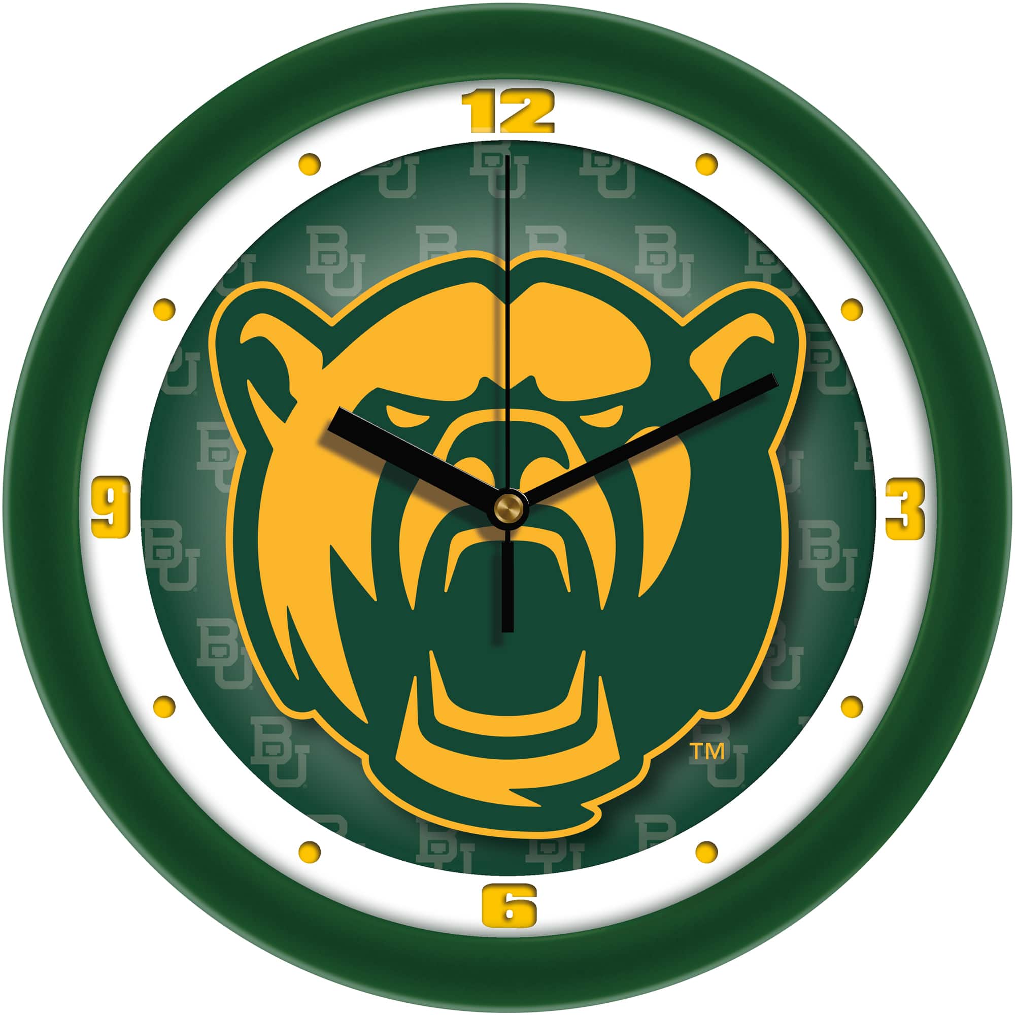 MpDirect - Baylor Bears 11.5'' Suntime Premium Glass Face Dimension Wall Clock - Multicolor