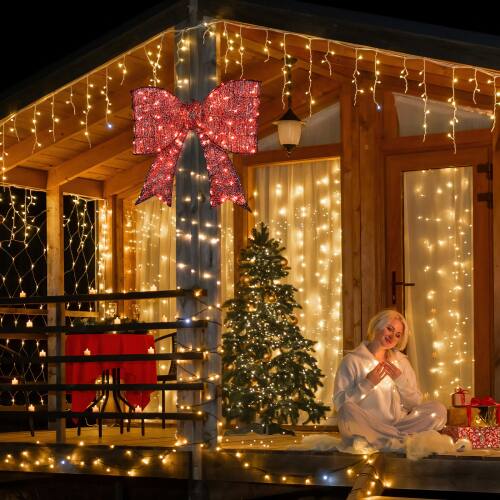 Alt View 9. Winado - 28in Christmas Pre-lit Giant Bowknot Lighted Metal Frame Decoration with LED Lights for Outdoor Yard - Red.