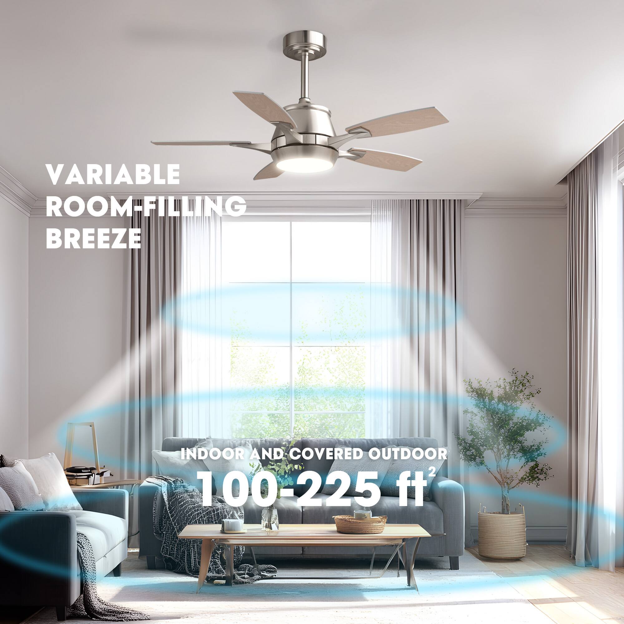 VARIABLE ROOM-FILLING BREEZE  
INDOOR AND COVERED OUTDOOR  
100-225 ft²