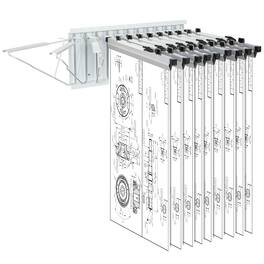 VEVOR - Wall Mount Blueprint Storage Rack – Holds up to 1200 Blueprints, Hanging Blueprint Holder with 12 Pivot Brackets - White