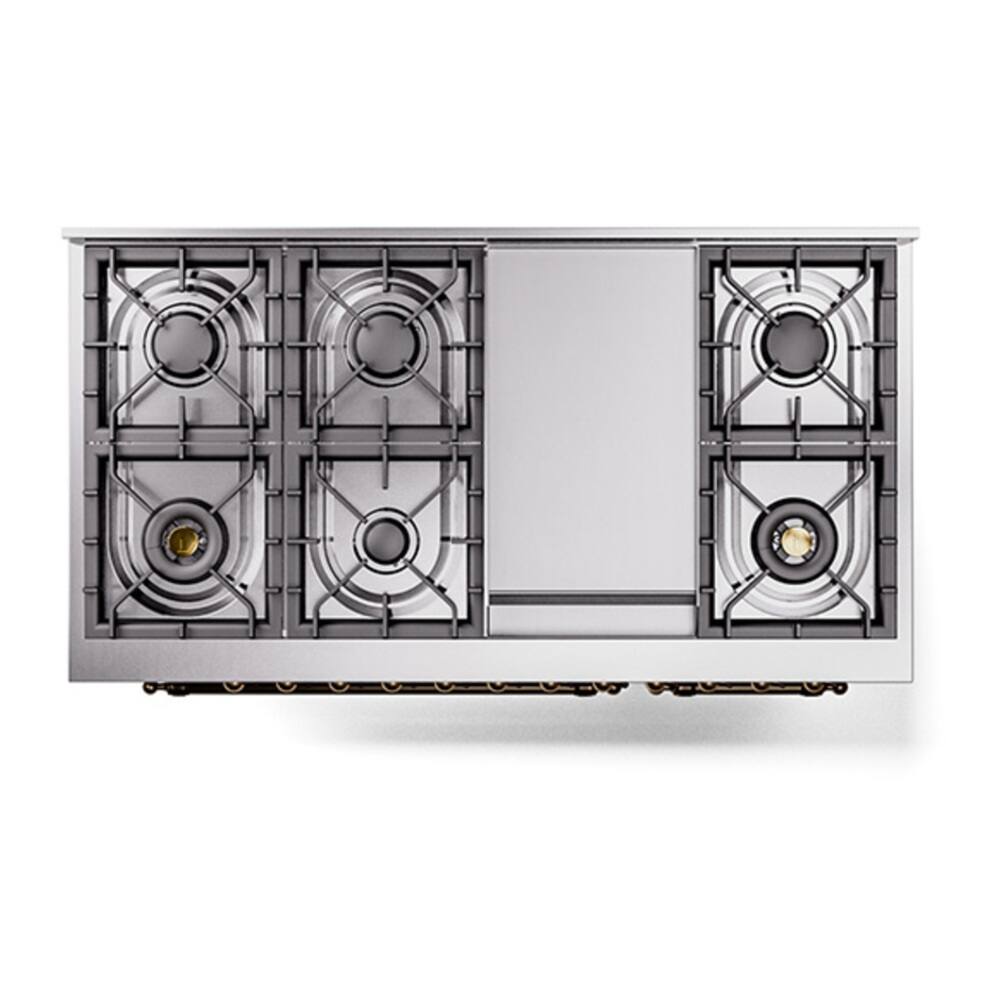 Alt View 9. ILVE - ILVE Nostalgie II 48 inch Dual Fuel Range with 5.02 cu. ft. Total Double Oven Capacity (Blue Grey, Burnished) - Blue Grey.