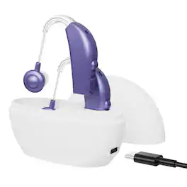 MEDca - Digital Hearing Aid Amplifier Set – Premium Rechargeable BTE Personal Sound Device for Adults (Pair - Purple