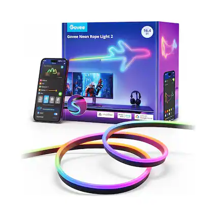 Govee Neon Rope Light 2
16.4 FT
- Works with Alexa
- Google Home
- Matter