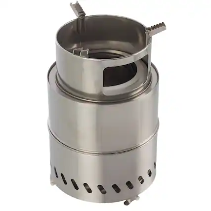 Front. Wakeman Outdoors - Wakeman Outdoors Portable Camping Stove Wood Burning Fire Pit, 8” x 12.5” - Silver.