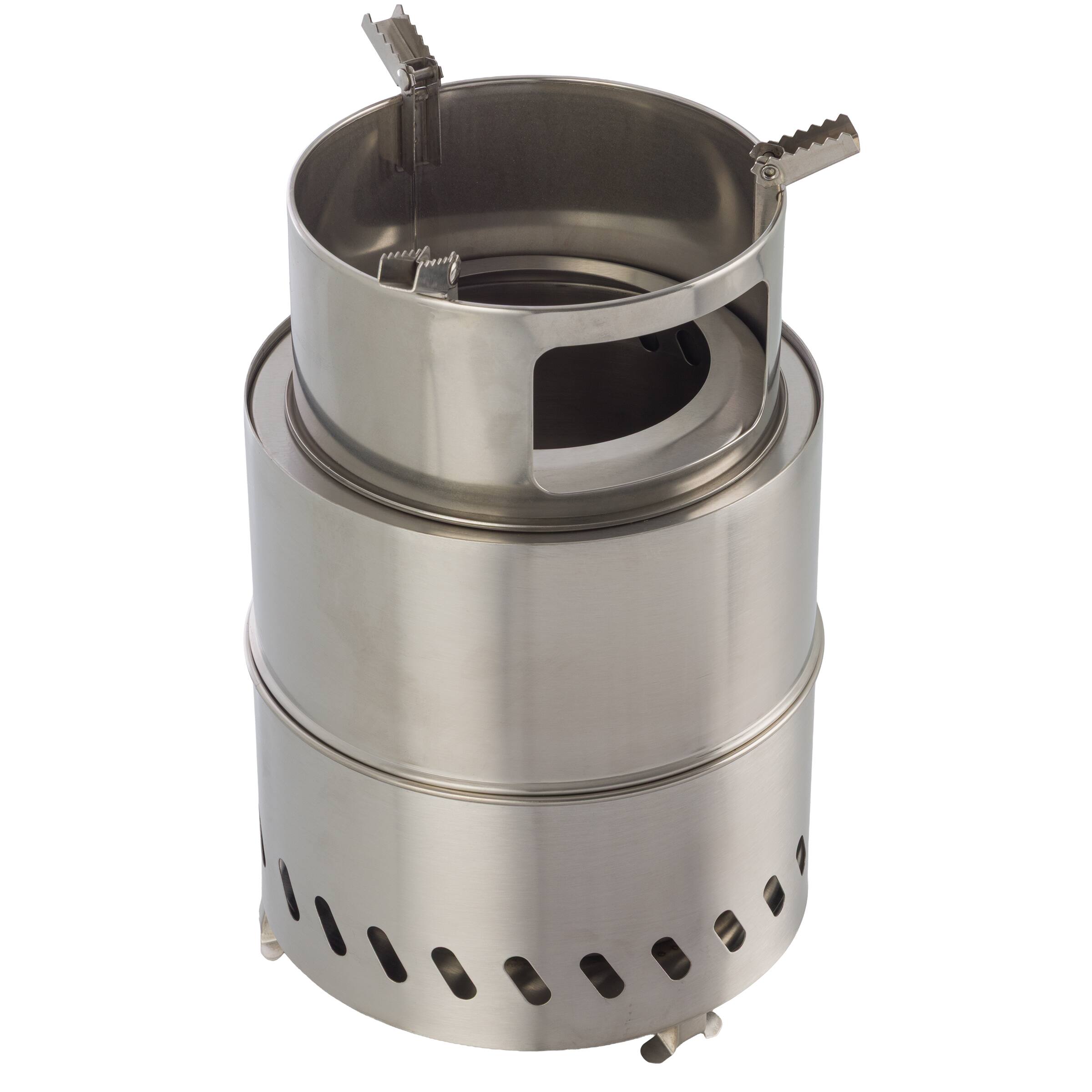 Front. Wakeman Outdoors - Wakeman Outdoors Portable Camping Stove Wood Burning Fire Pit, 8” x 12.5” - Silver.