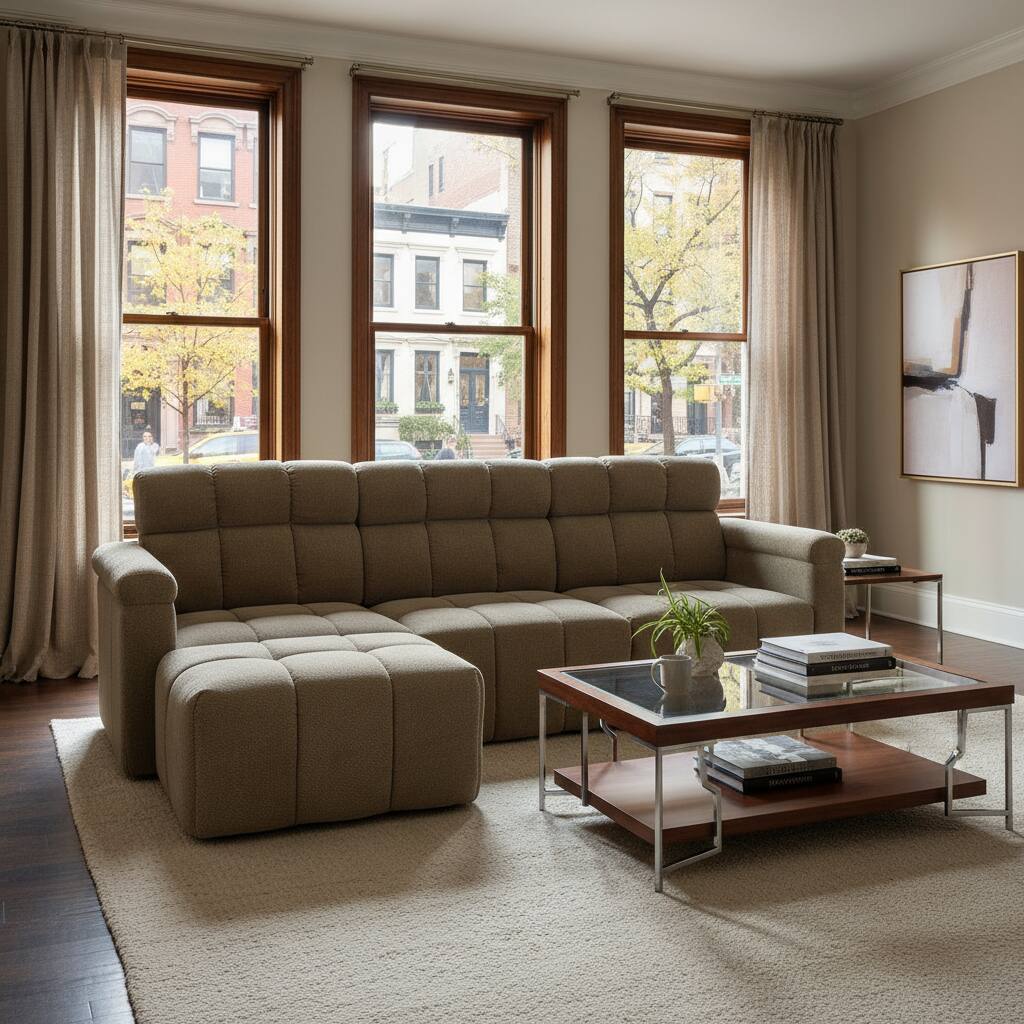 Alt View 9. Homsee - High Back L-Shaped Chenille Sectional Sofa, 4-Seater Couch with Firm Cushion, Modern Comfy Living Room Furniture - Brown.