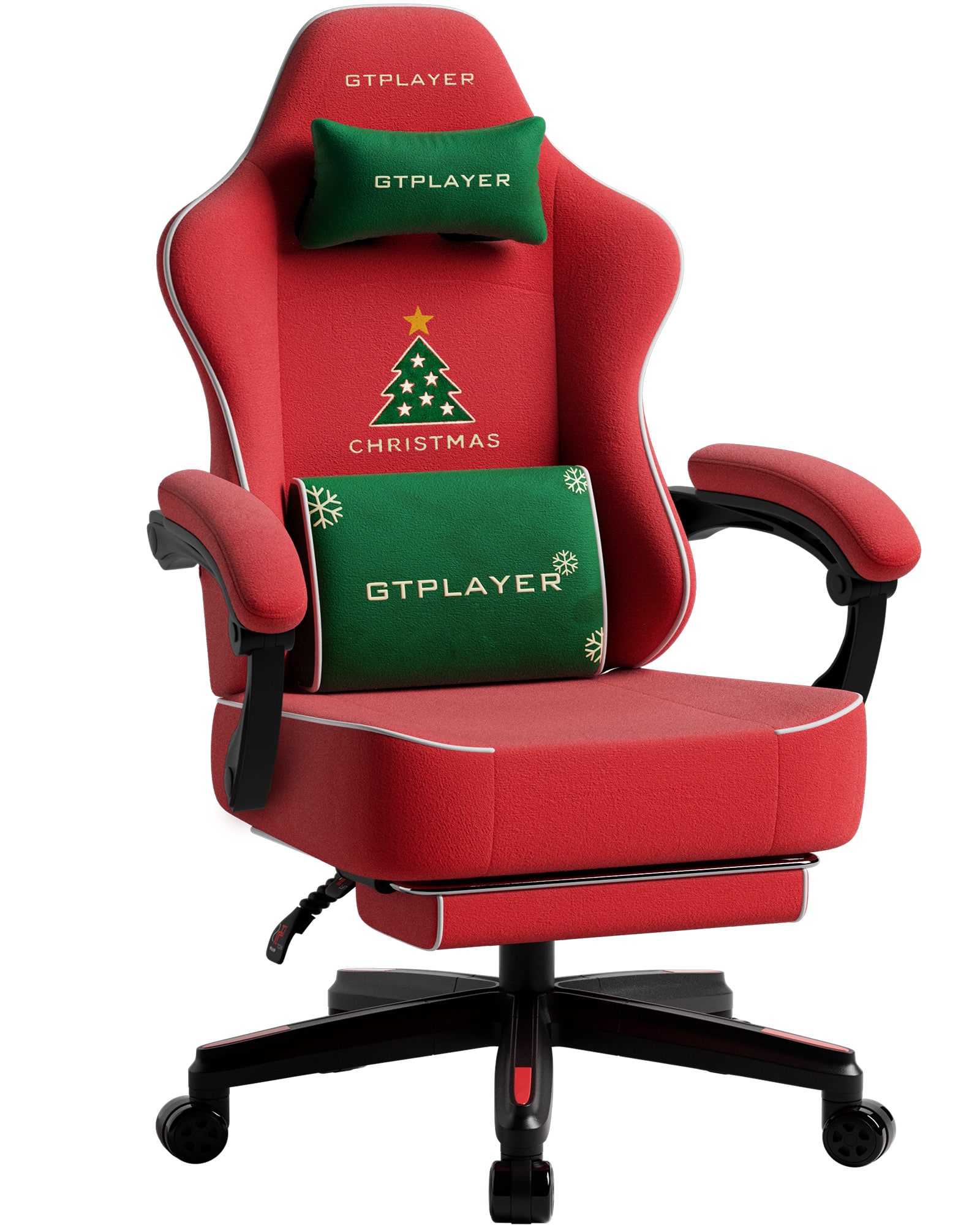 GTPlayer - High Back Ergonomic Gaming Chair Velvet Big and Tall Computer Gaming Chairs Christmas - Red