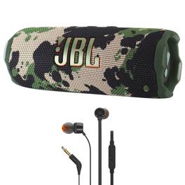 JBL - Flip 7 Portable Waterproof Bluetooth Speaker + In Ear Headphone - Camoflauge