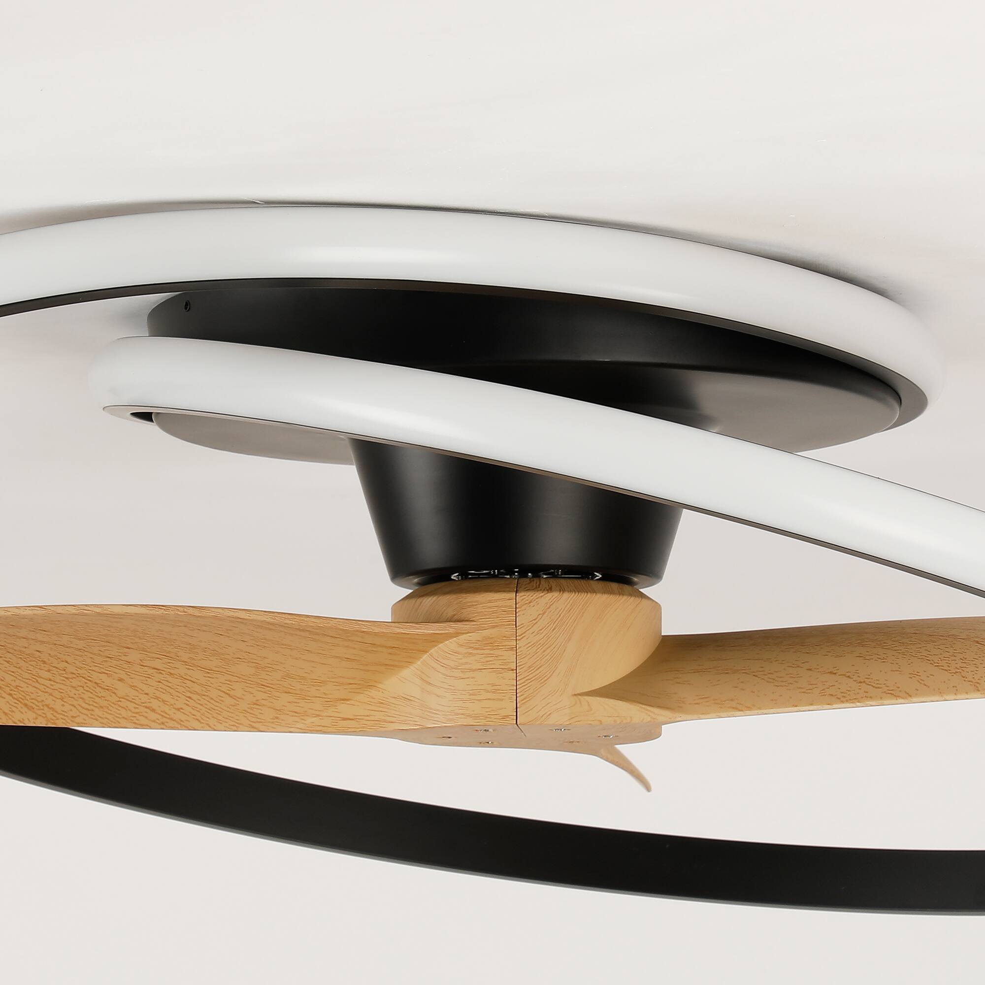 Alt View 2. Vaczon - 30" Modern LED Flush Mount Ceiling Fan with Light and Remote Control, Low-Profile Caged Ceiling Fan for Bedroom - Black.