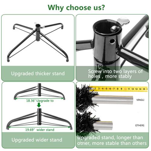 Why choose us?

- Upgraded thicker stand
- Screw into two layers of holes, more stably
- Upgraded wider stand (18.36" to 19.69")
- Upgraded stand, longer than others, more stable than others