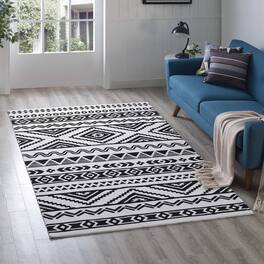 Modway - Haku Geometric Moroccan Tribal Area Rug - Black and White