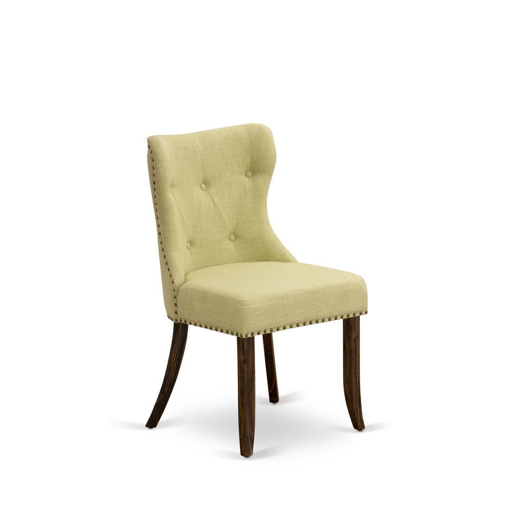 Alt View 2. East West Furniture - Set of 2 - Parsons Chair- Upholstered Chair Includes Distressed Jacobean Wooden Structure - Brown.