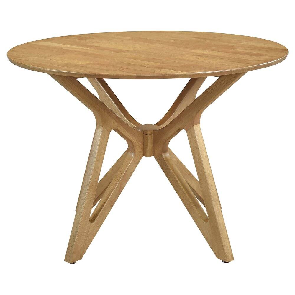 Alt View 2. Coaster Co. of America - Elowen Round 42-inch Solid Wood Dining Table Light Walnut - Brown.