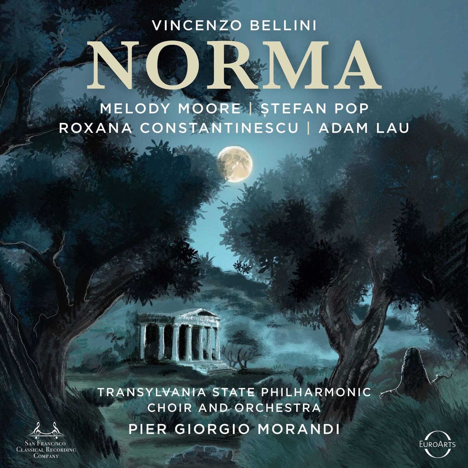 Vincenzo Bellini  
Norma  

Melody Moore | Stefan Pop  
Roxana Constantinescu | Adam Lau  

Transylvania State Philharmonic Choir and Orchestra  
Pier Giorgio Morandi  

San Francisco Classical Recording Company  
EuroArts
