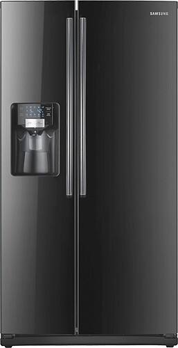 Front Standard. Samsung - 25.5 Cu. Ft. Side-by-Side Refrigerator with Thru-the-Door Ice and Water - Black.