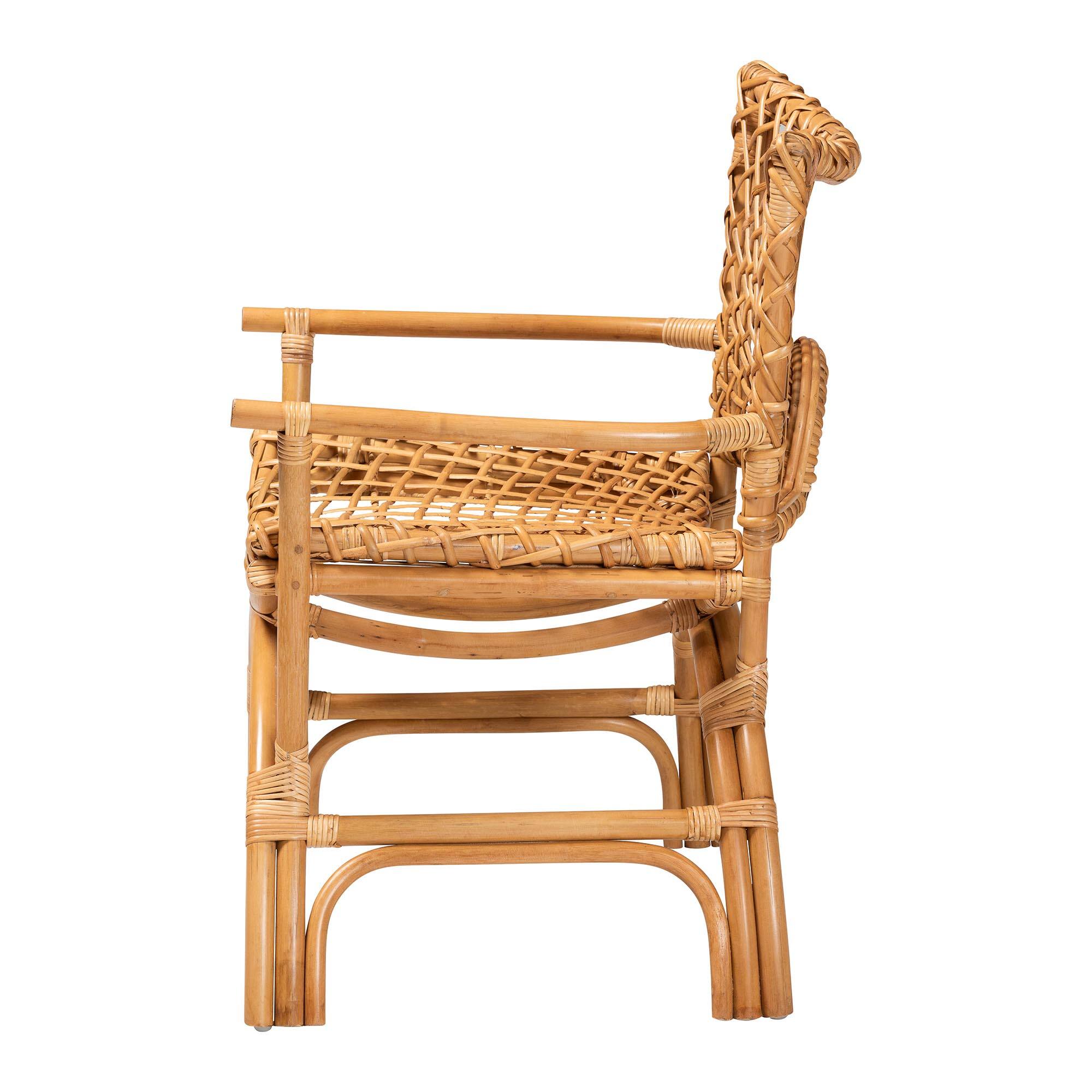 Left. bali & pari - Mamba Bohemian Natural Rattan Arm Chair - Light Honey.