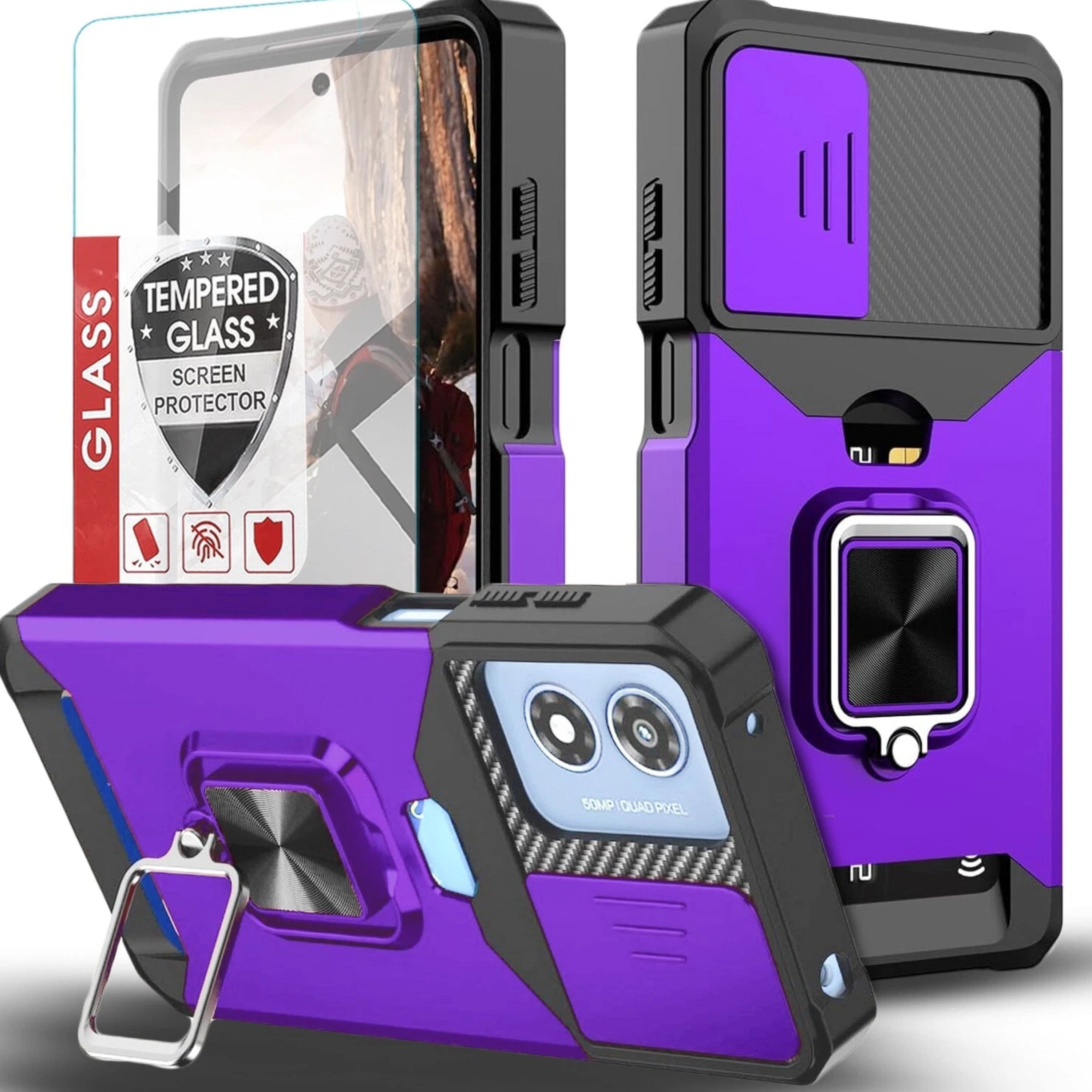 Kitcheniva - Rugged Defensive Shell With Integrated Camera Guard For Moto G Power 5G 2024 - Purple