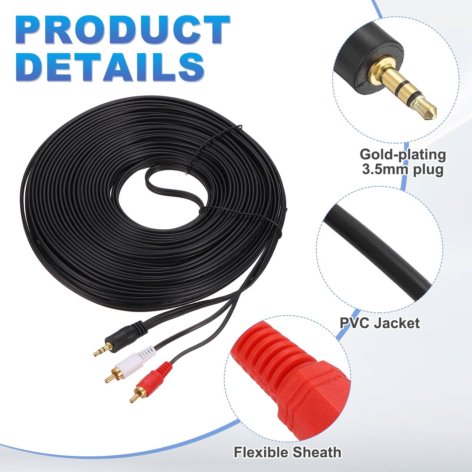 PRODUCT DETAILS

- Gold-plating 3.5mm plug
- PVC Jacket
- Flexible Sheath