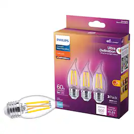 Philips - BA11 E26 (Medium) LED Bulb Soft White 60 Watt Equivalence 3 pk