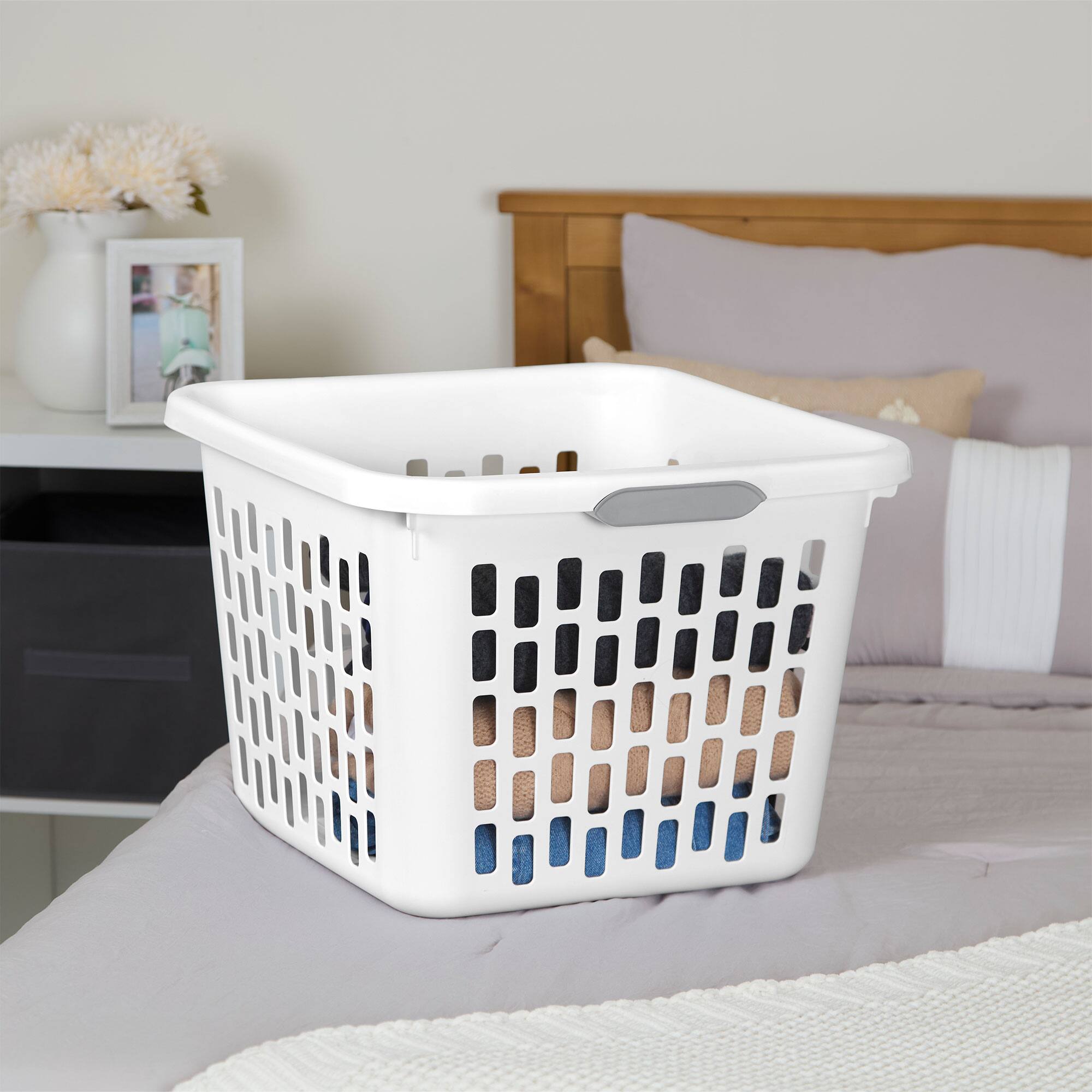 Alt View 3. Sterilite - Sterilite Laundry Basket, 1.5 Bushel Plastic Hamper with Handles, White, 6 Pack - White.