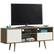 Front. Gymax - Gymax Modern TV Stand/Console Cabinet 3 Shelves Storage Drawer Splayed Leg Wood/White - Oak,White.