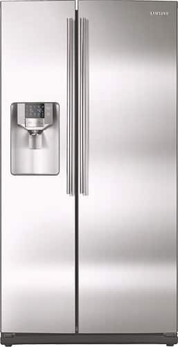 Front Standard. Samsung - 25.5 Cu. Ft. Side-by-Side Refrigerator with Thru-the-Door Ice and Water - Stainless-Steel.