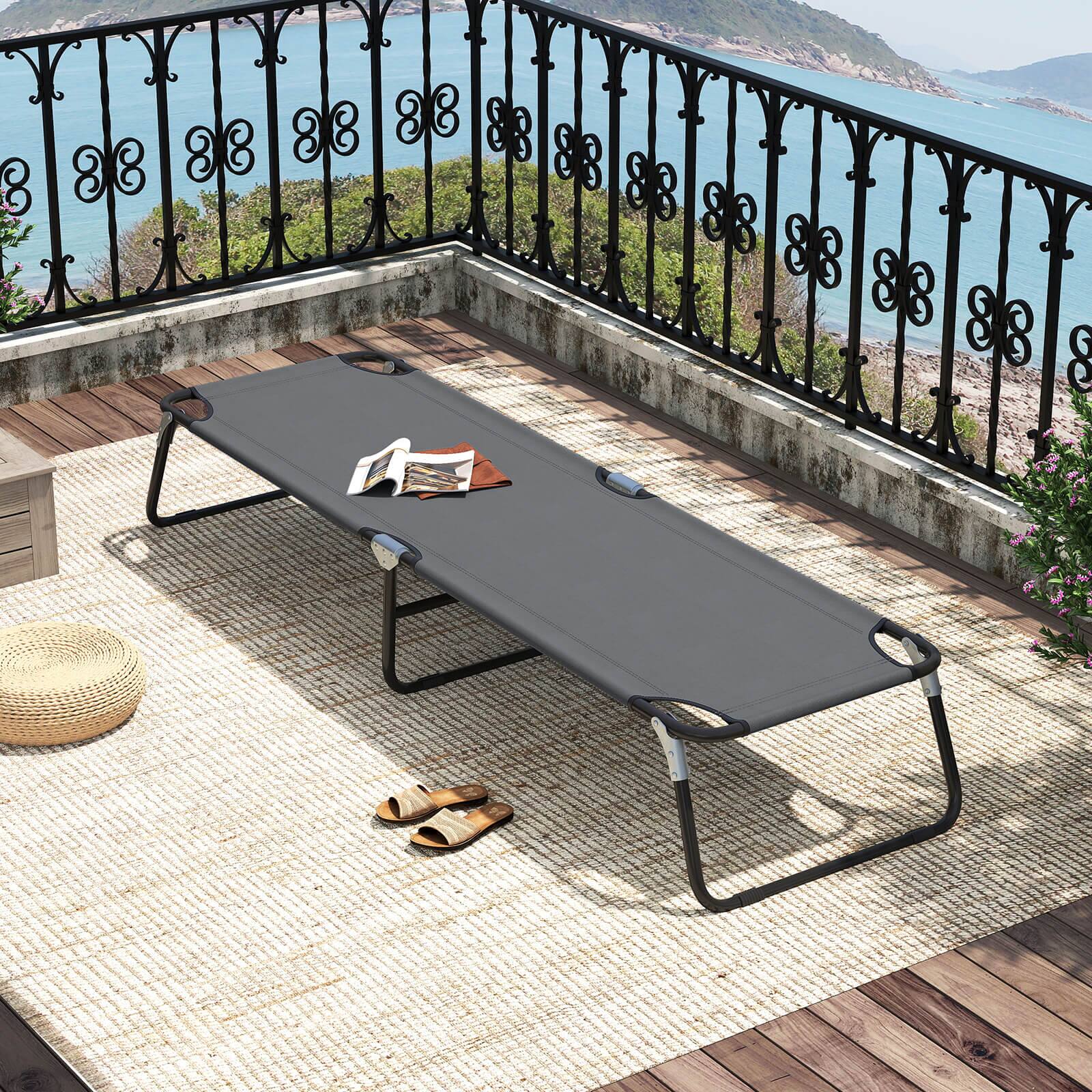 Alt View 1. Costway - Costway Folding Camping Bed Outdoor Portable Military Cot Sleeping Hiking Travel - Grey.