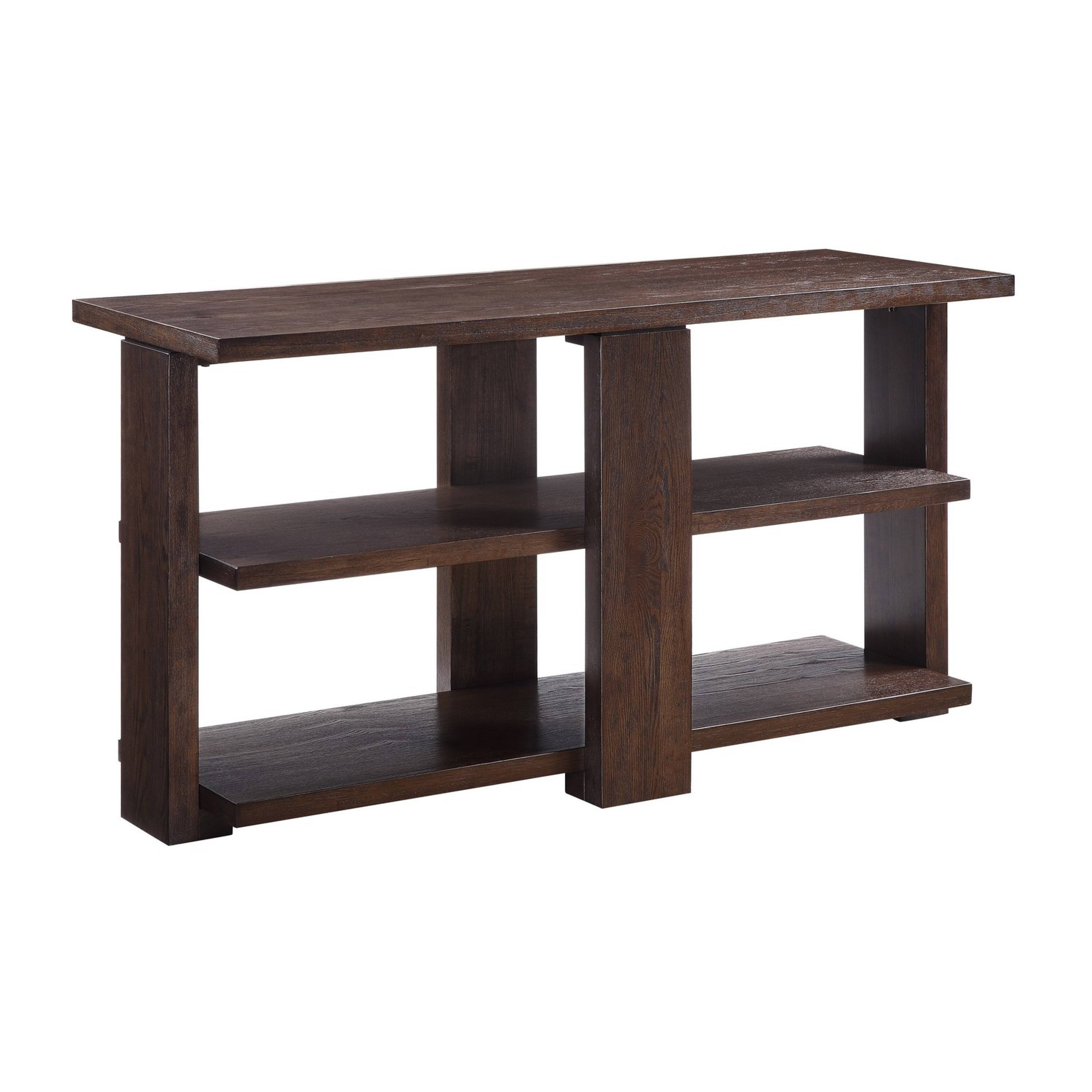 Manhattan Lane Wooden Sofa Table with 2 Open Display Shelves Brown ...