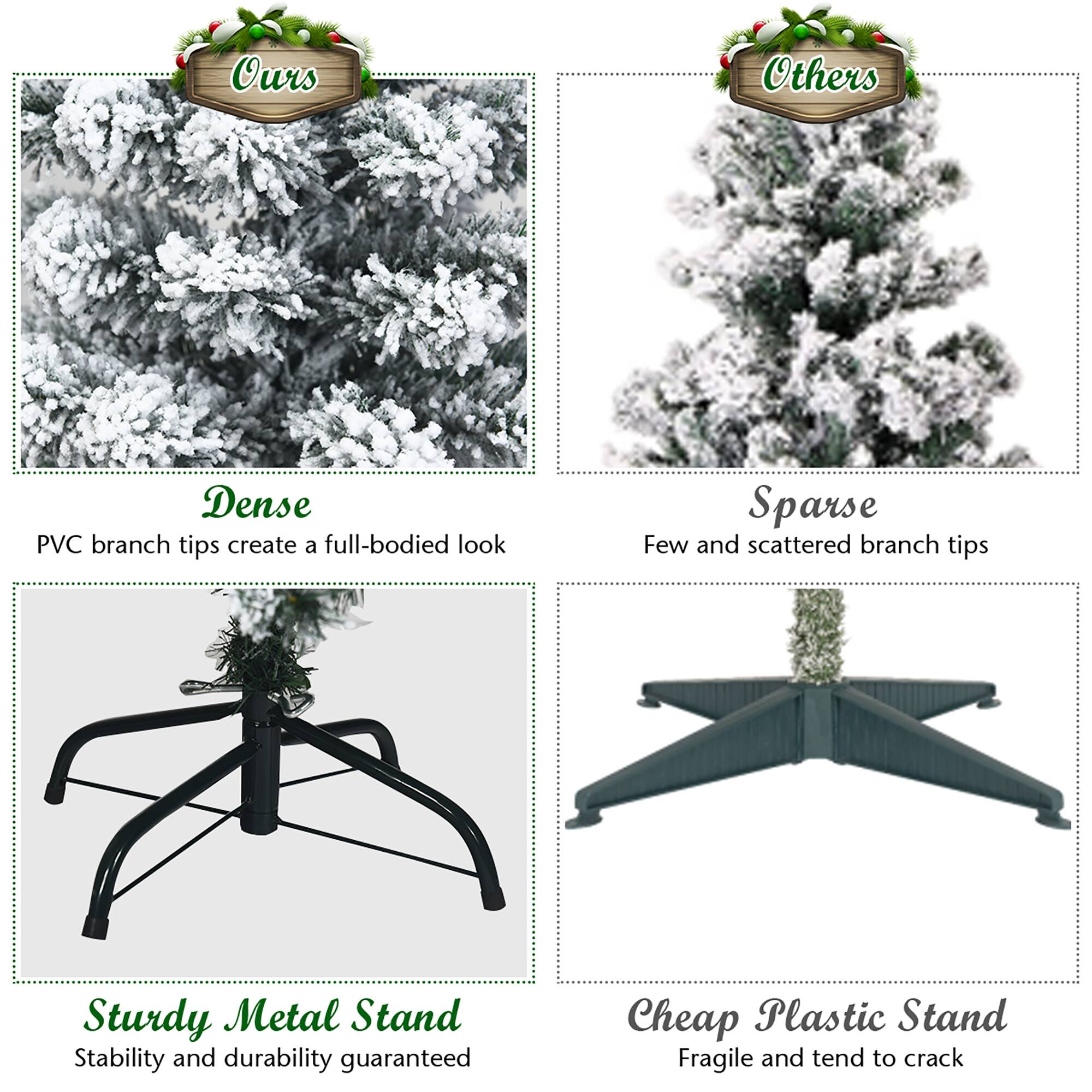Ours: Dense PVC branch tips create a full-bodied look
Others: Sparse Few and scattered branch tips
Sturdy Metal Stand: Stability and durability guaranteed
Cheap Plastic Stand: Fragile and tend to crack
