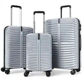 Costway - 3PCS Hardside Luggage Set (20/24/28 Inch) with 8-Spinner Wheels, 3-Digital Lock - Gray