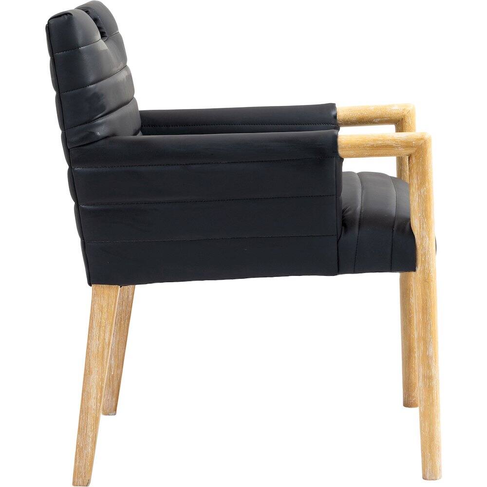 Alt View 3. Meridian Furniture - Aimee Black Vegan Leather Dining Arm Chair - Black.