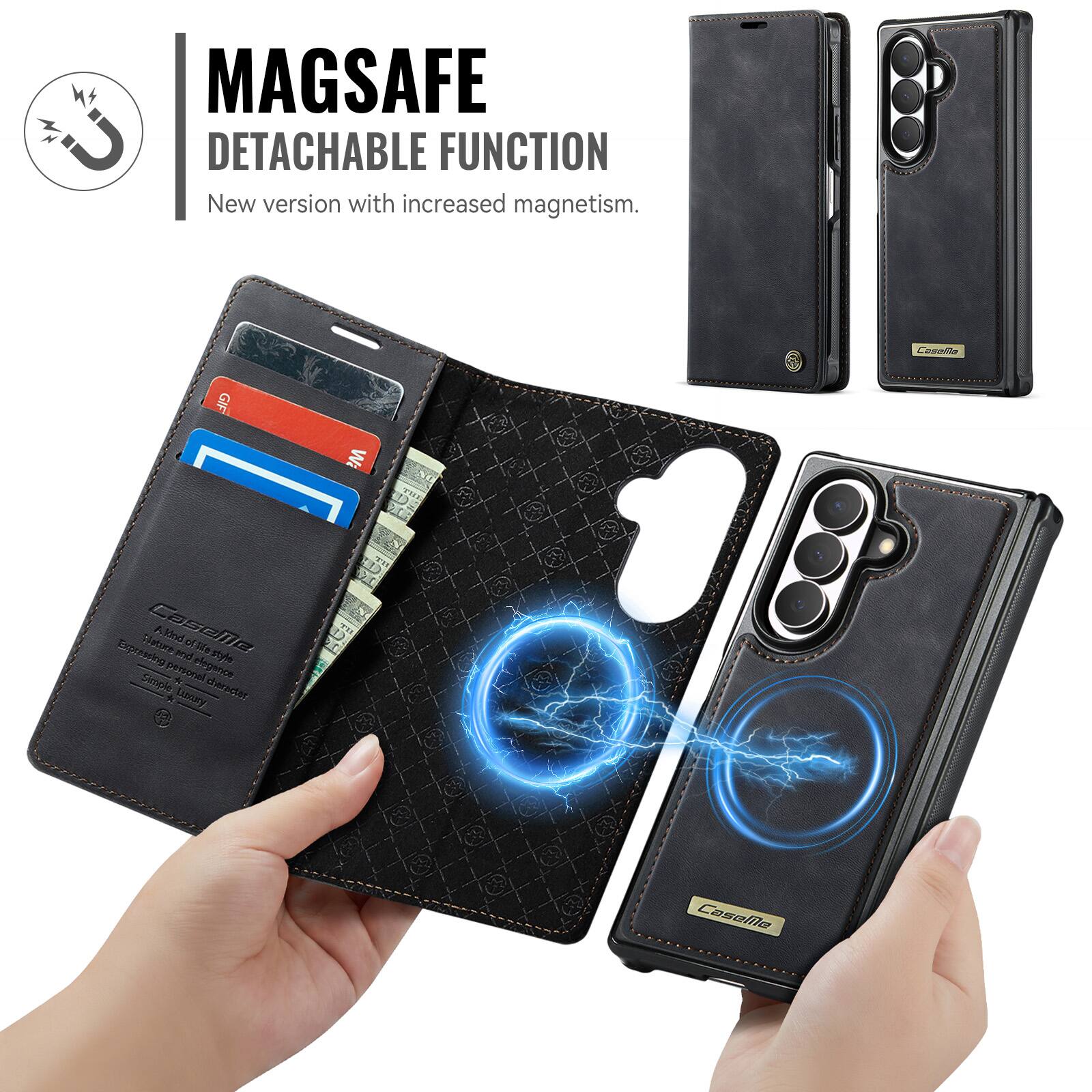 MAGSAFE DETACHABLE FUNCTION  
New version with increased magnetism.  

Casolla  
GIF Wa  
Expressing Nature Caseme Wind per and elegance Westyle ILL Simple personal Linary dierader  
CaseMe