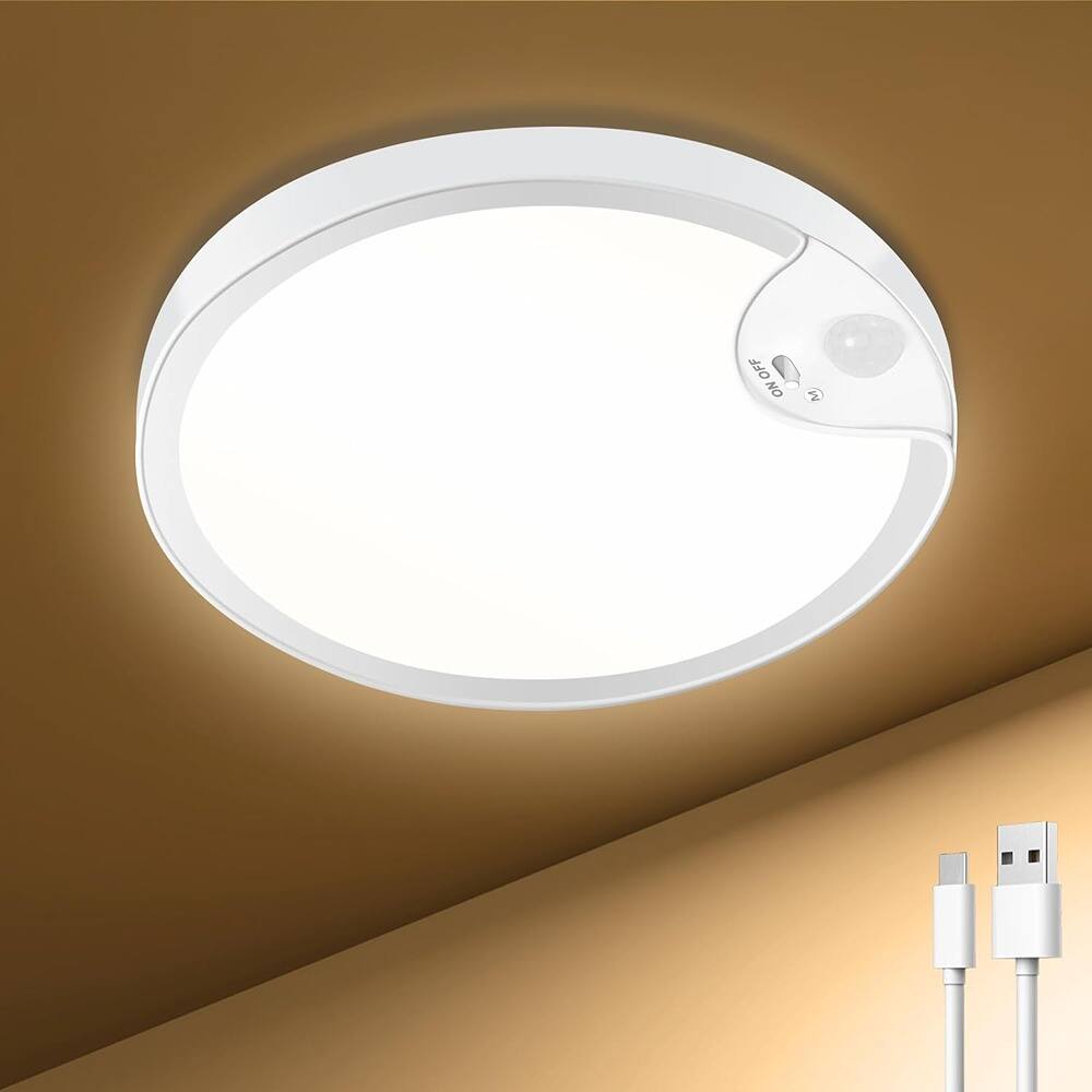 ACJPR - Rechargeable Motion Sensor Closet Light, IP54 Waterproof, Wireless Battery Operated Ceiling Light, 3CCT Motion Activated