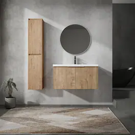 Loheer - 36 inch wall mounted bathroom vanity Set - Imitative Oak